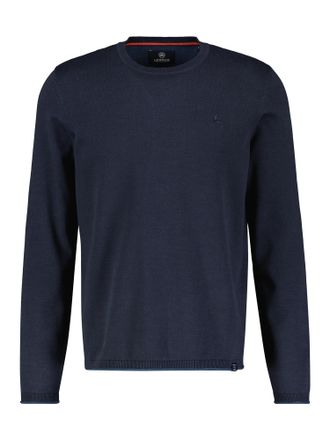 Lerros Strickpullover LERROS LERROS Rundhalspullover, Flachstrick, Herren, Gr. S, blau (classic navy), 100% Baumwolle, normal, Rundhals, Pullover Strickpullo