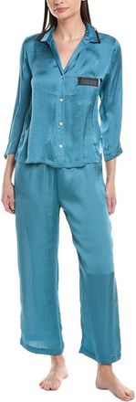 Natori 2pc Ashley Washed Satin Icon Notch Pajama Set