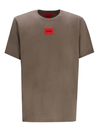 HUGO BOSS logo-patch T-shirt - men - Cotton - S - Brown