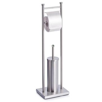 Trade Shop Trade Shop - Porta Rotolo Con Scopino Portascopino Acciaio Quadrato Accessorio Bagno Wc 59966