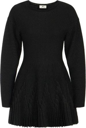 Elisabetta Franchi Gebreide jurk met ruches - Dames - Kleedjes - Zwart - S - Kleedjes