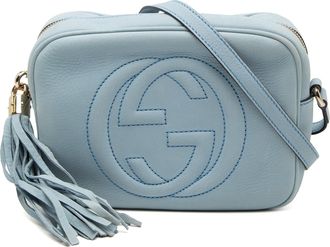 Gucci Pre-owned Womens Nubuck Soho Disco Crossbody - Light Blue Leather - One Size