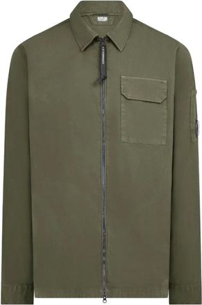 C.P. Company Light Jackets, male, Green, Size: M Cotton overshirt
