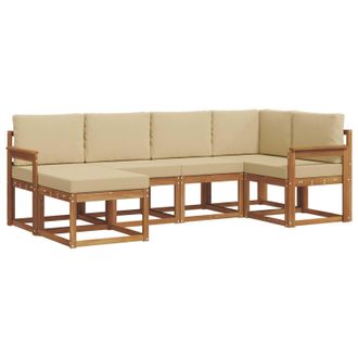 vidaXL Conjunto De Sof&aacute;s De Exterior Con Coj&iacute;n 6 Pcs Natural Y Beige Vidaxl