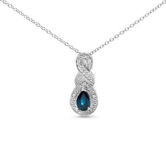 House of Brilliance Silver 6x4mm Pear Sapphire and Diamond Accent Infinity Drop Pendant Necklace in White at Nordstrom