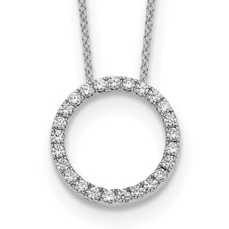 Diamond2Deal 14k White Gold 1/2 Ct Lab Grown Diamond Eternity Pendant Necklace 18 Clarity VS, Color D-E