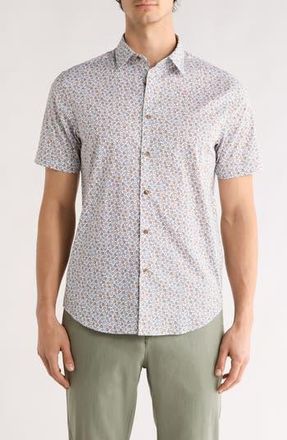 Bugatchi Orson Short Sleeve Button-Up Shirt in Olive at Nordstrom Rack, Size Medium
