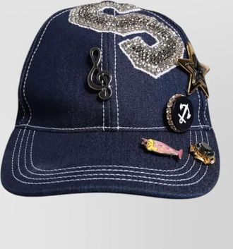 Dolce & Gabbana crystal-embellished denim baseball cap