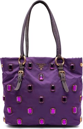 Prada 2000-2025 Tessuto Pietre Jeweled shopper - Paars