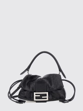 Fendi Borsa mini Baguette in pelle effetto stropicciato con logo FF