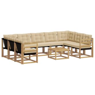 vidaXL Conjunto De Sof&aacute;s De Exterior Con Coj&iacute;n 10 Pcs Y Beige Vidaxl