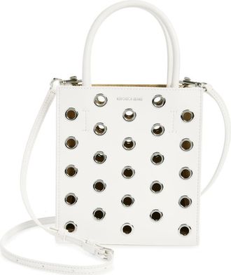 Veronica Beard Small Grommet Leather Shopper in Off White Silver at Nordstrom