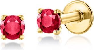 RS Pure by Ross-Simons Ruby Flat-Back Stud Earrings in 14kt Yellow Gold