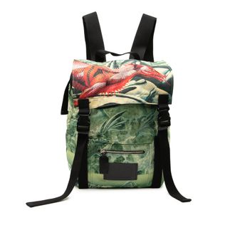 Valentino Pre-owned Womens Roger Dean Red Dragon Nylon Backpack - Sage Green Textile - One Size