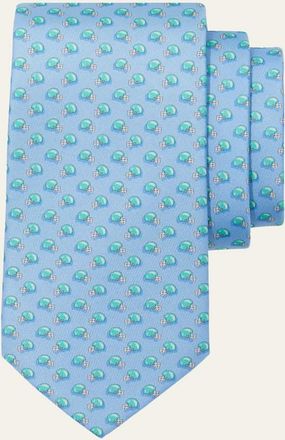 Ferragamo Mens Football-Print Silk Tie