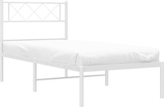 vidaXL Estructura Cama Sin Colch&oacute;n Con Cabecero Metal Blanco 100x200cm Vidaxl