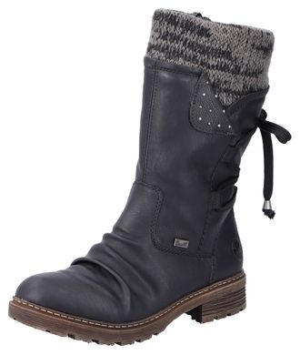 Rieker Winterstiefel RIEKER, Damen, Gr. 36, schwarz, Lederimitat, Textil, Schuhe Winterstiefel, Winterboots, Profilsohle, Warmfutter, mit Rieker-TEX