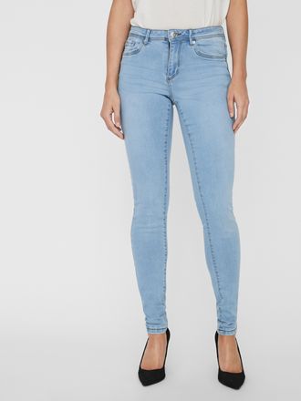 Vero Moda Skinny-fit-Jeans VERO MODA VMTANYA MR S PIPING JEANS VI352 GA NOOS, Damen, Gr. XL (42), L&auml;nge 34, blau (light blau denim), Denim/Jeans, Obermaterial: 