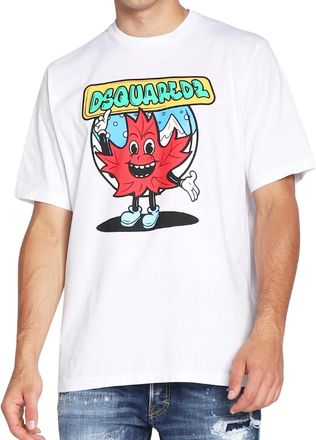 Dsquared2 Mens Dsquared2 Maple Leaf On Front White T-Shirt - Size: 42