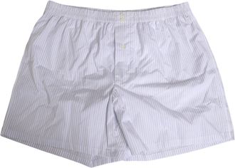 Dolce & Gabbana White Blue Cotton Striped Button Fly Shorts Mens Swimwear