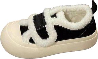 Generic Snow Boots for Women Winter Faux Fur Lined Warm Ankle Booties Slip On Boot Outdoor Anti Slip Comfortable Short Shaft Shoes (Black, 3.5)