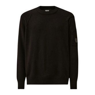 C.P. Company C.p. Company, Truien & Vesten, Heren, Zwart, XL, Wol, Rondgebreide Lamswollen Trui
