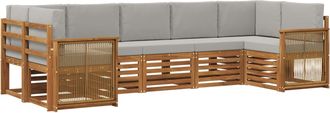 vidaXL Conjunto De Sof&aacute;s De Exterior 6 Uds. Natural Y Gris Claro Vidaxl