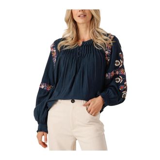 Louizon Dames, Blouses & Shirts, Blauw, Maat: S/M Katoen