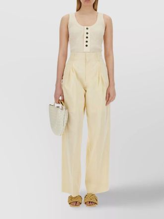 Bottega Veneta sleeveless scoop neck ribbed top with buttons