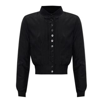 Alexander McQueen Jassen, Dames, Zwart, M, Leer, Ge&iuml;soleerd jack met decoratieve stiksels