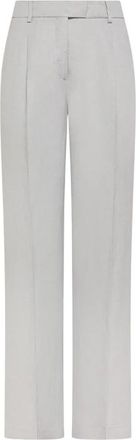 Seventy Crepe Linnen en Viscose Broek - Dames - Wijde Broeken - Grijs - 2XS - Linnen - Broeken