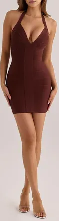 House of CB The Contour Bandage Minidress in Chocolate Brown at Nordstrom, Size X-Large