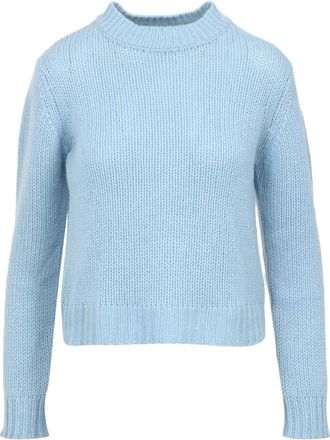 Max Mara Kasjmier Trui met Ronde Hals - Dames - Cashmere truien - Blauw - M - Kasjmier - Truien & Vesten