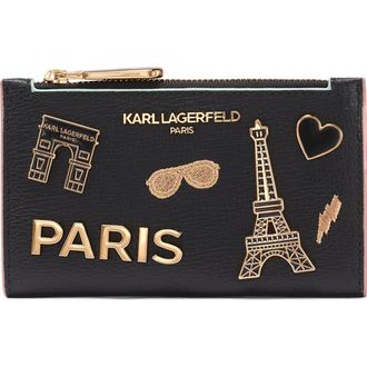 Karl Lagerfeld Small Wallet with Pins in Black/gold at Nordstrom