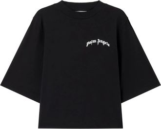 Palm Angels Black Mini Curved Logo Boxy Tee
