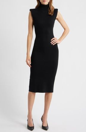 House of CB Gaia Cashmere Sleeveless Turtleneck Midi Dress in Black at Nordstrom, Size X-Large