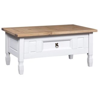 Berkfield Home Coffee Table Mexican Pine Corona Range White 100x55x45 cm | Size: 100 x 55 x 45 cm