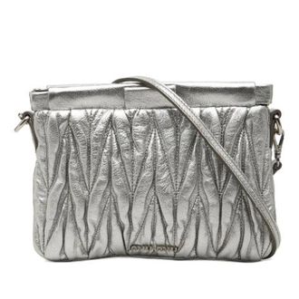 Miu Miu Pre-owned Quilted Nappa Crossbody Bag - Dames - Vintage Schoudertas - Grijs - ONE Size - Leer - Vintage