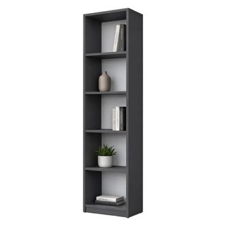 Dmora Librer&iacute;a Clitunno, Biblioteca 4 Estantes, Instalaci&oacute;n Libre, Estructura Vertical, 40x25x162h Cm Negro Antracita