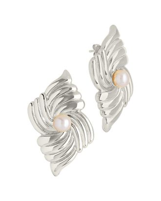 Sterling Forever Pearl Fantaise Statement Studs