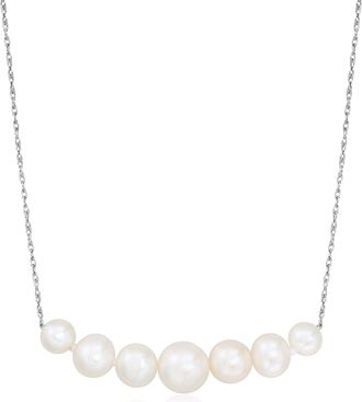 Ross-Simons 5-9mm Cultured Pearl Bar Necklace in 14kt White Gold