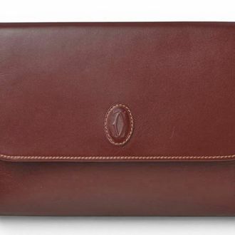 Cartier Must Bordeaux Leather Clutch Bag (Pre-Owned)