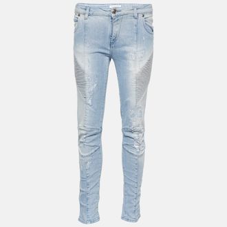 Balmain Blue Denim Distressed Jeans M/waist
