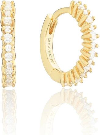 Lily & Roo Gold Diamond Style Thin Huggie Hoop Earrings