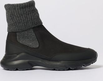 Tod's Leather and Nubuck Chelsea Ankle Boots with T Timeless Logo and Lug Sole