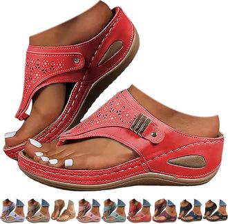 Generic Orthopedic Wedge Sandals for Women Lightweight Orthopedic Flip Flops UK Toe Post Slippers Arch Support Casual Outdoor Slippers Wide Fit New Summer Sli