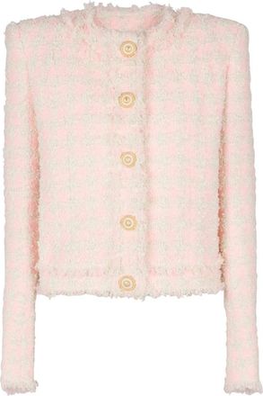 Balmain 5-Knops Tweed Jas - Dames - Blazers - Roze - M - Tweed - Jassen