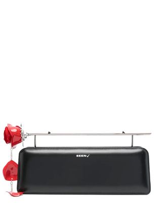 Seen Users rose-embellished clasp clutch - Black