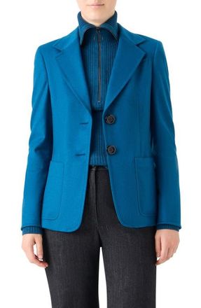 Akris Single Breasted Wool Blazer in Teal at Nordstrom, Size 10