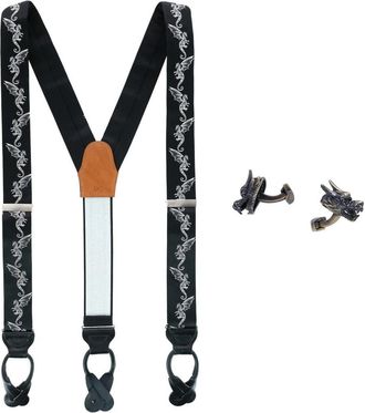 Trafalgar Store Guardian of Freedom Silk Brace and Brass Cufflink Set in Black at Nordstrom